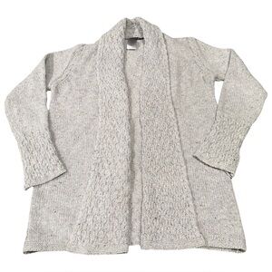 IrelandsEye Natural Fiber Wool Blend Textured Knit Open Front Cardigan